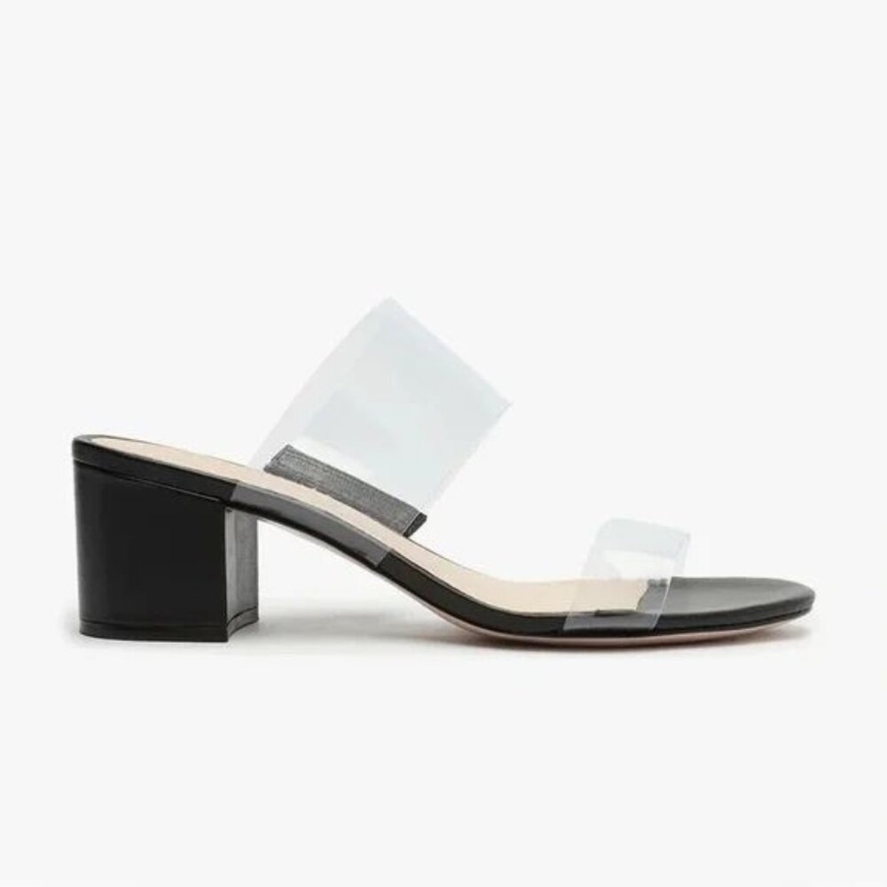 SCHUTZ Black and Transparent Strap Slide Sandal Size 6.5  NWT - Picture 2 of 11
